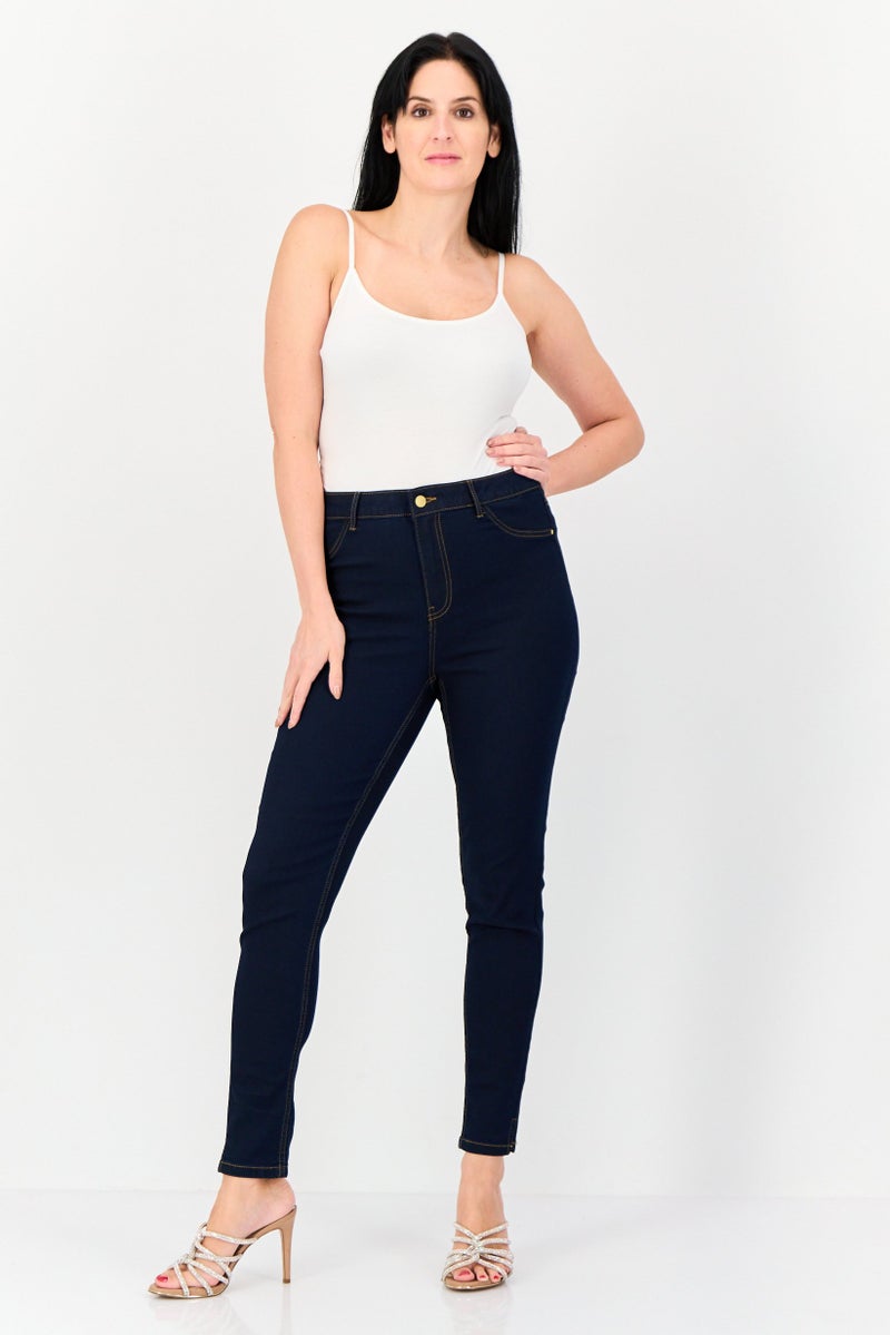 ONLY Jdy By Only Women Skinny Fit Solid Stretchable Jeans, Navy  - Image 4