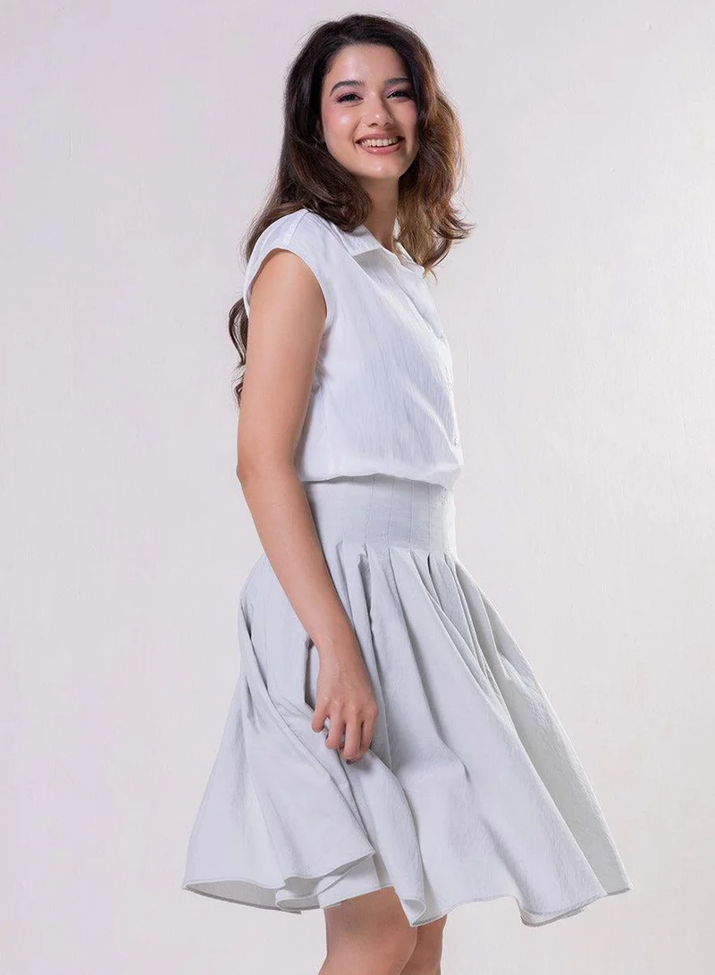 Zigzag Sleeveless Shirt Top -Off White