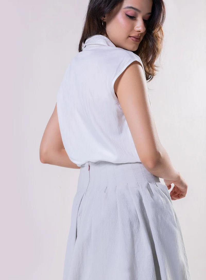 Zigzag  Sleeveless Shirt Top -Off White for Women | Best Price UAE
