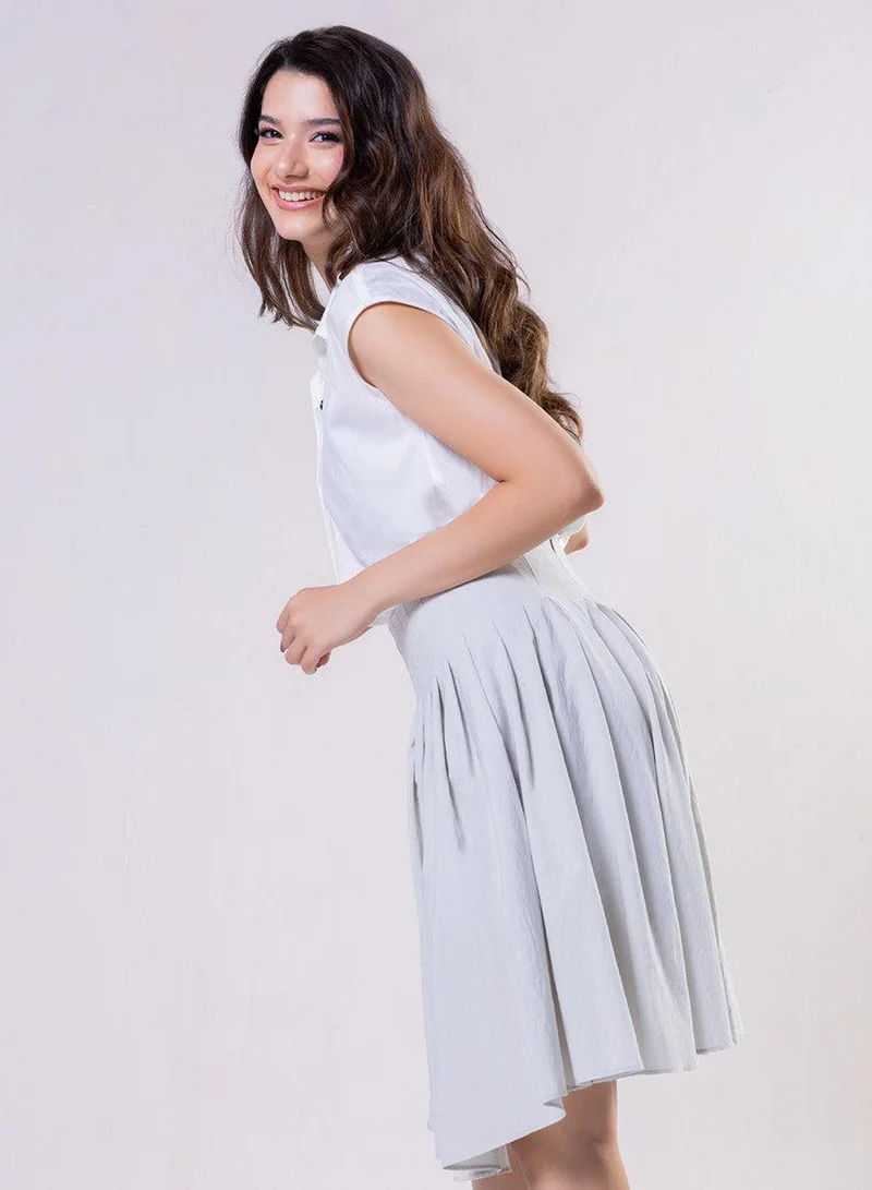 Zigzag  Sleeveless Shirt Top -Off White for Women | Best Price UAE
