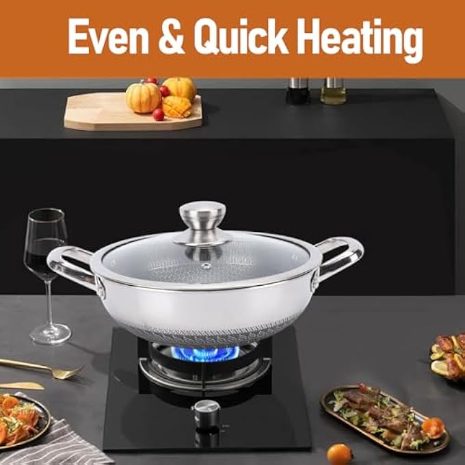 Bewinner 316 Stainless Steel Nonstick Frying Pan With Lid Honeycomb Skillet For Induction  Gas Stove Dishwasher Safe Anti Scratch Cookware For Home  Professional Use 30Cm - Image 3