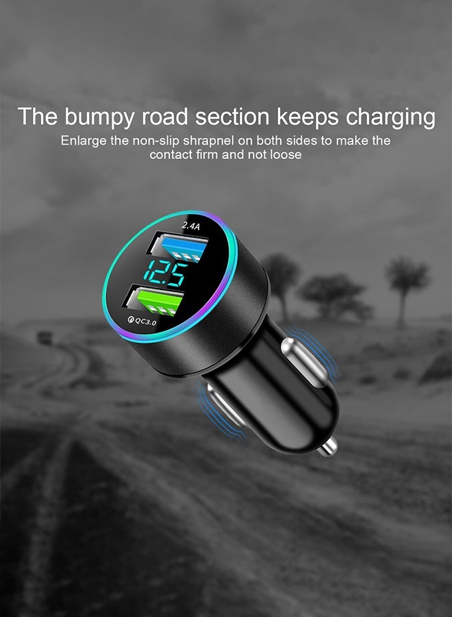 فيميلو محول شاحن سيارة USB C، شاحن سيارة بمنافذ QC3.0 مزدوج QC3.0، شاحن سيارة ولاعة السجائر، شحن سريع معدني بالكامل مع شاشة عرض الجهد LED، متوافق مع iPhone11 pro/Xs/Max، Galaxy Note 8/S9 والمزيد - Image 1