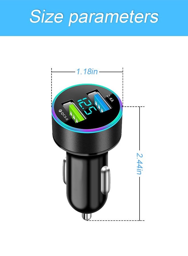 فيميلو محول شاحن سيارة USB C، شاحن سيارة بمنافذ QC3.0 مزدوج QC3.0، شاحن سيارة ولاعة السجائر، شحن سريع معدني بالكامل مع شاشة عرض الجهد LED، متوافق مع iPhone11 pro/Xs/Max، Galaxy Note 8/S9 والمزيد - Image 2