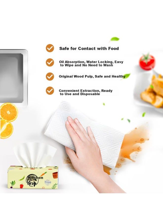 Leeme.me Kitchen Paper Towels 70 Sheets * 3 Packs Absorbent And Oil-absorbing Easy To Remove Grease Stains Dry Wipes Lazy Cleaning Cloth - Image 1