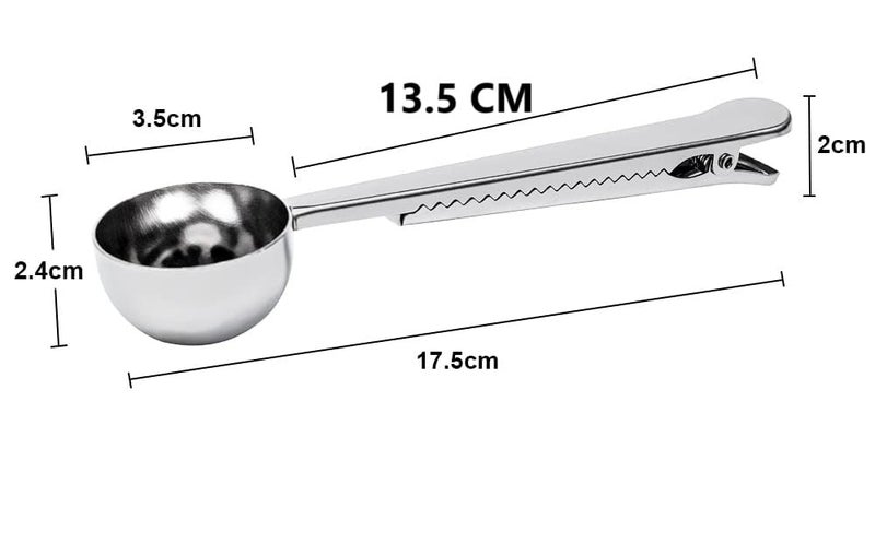 Bridge2shopping Stainless Steel Coffee Scoop with Bag Clip, Silver - Image 2