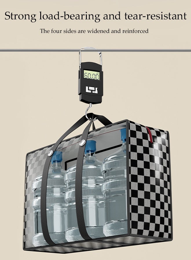 DUNISO 3 Pcs Quilt Storage Bag，Large Non-woven Storage Bag，Clothes Storage Bag，Moving Storage Bag，Quilted Clothing Storage Bag with Handle and Double Zipper，60*20*43cm，Black and White Grid  - Image 5