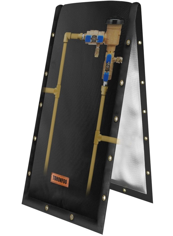 TOHONFOO 3-Way Opening Backflow Preventer Pipe Insulation Cover (5°F) - Irrigation Sprinkler Valve Cover - Water Well Pump Cover - Sturdy 5 Layers for Winter Freeze Protection (18" W x 34" H, Black) - Image 1