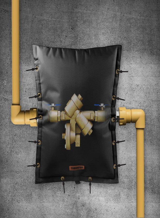 TOHONFOO 3-Way Opening Backflow Preventer Pipe Insulation Cover (5°F) - Irrigation Sprinkler Valve Cover - Water Well Pump Cover - Sturdy 5 Layers for Winter Freeze Protection (18" W x 34" H, Black) - Image 5
