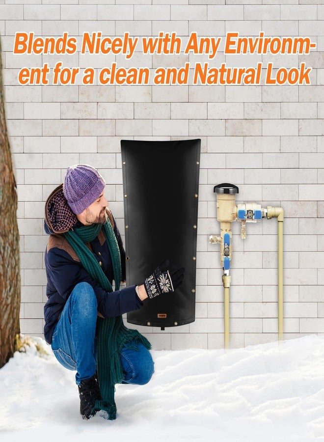 TOHONFOO 3-Way Opening Backflow Preventer Pipe Insulation Cover (5°F) - Irrigation Sprinkler Valve Cover - Water Well Pump Cover - Sturdy 5 Layers for Winter Freeze Protection (18" W x 34" H, Black) - Image 2