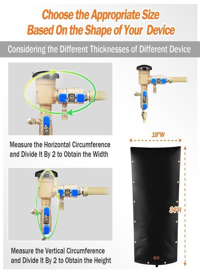 TOHONFOO 3-Way Opening Backflow Preventer Pipe Insulation Cover (5°F) - Irrigation Sprinkler Valve Cover - Water Well Pump Cover - Sturdy 5 Layers for Winter Freeze Protection (18" W x 34" H, Black) - Image 3