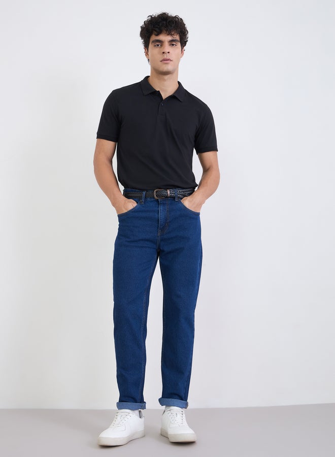 Styli Men Regular Fit Solid Pique Polo with Ribbed Collar - Image 2