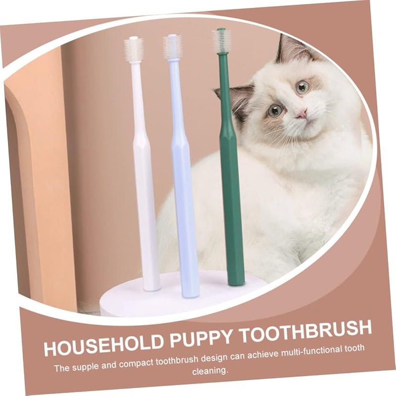 مجموعة فرشاة أسنان للحيوانات الأليفة مكونة من قطعتين للكلاب والقطط، بشعيرات ناعمة ومقبض مريح - Image 5