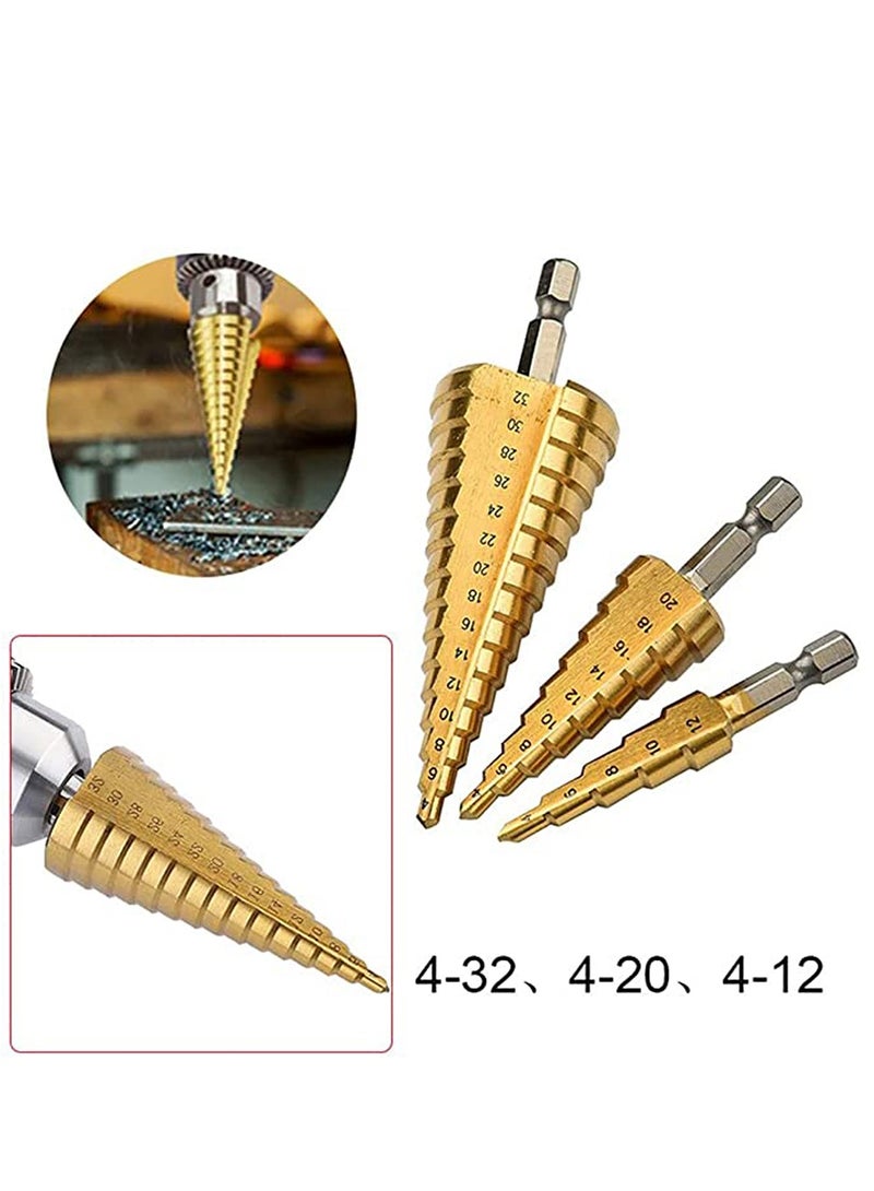 Excefore Large HSS Steel Step Cone Drill Titanium Bit Set, Perfect Step Drill Bits suitable for drill holes in various material, High-Speed Bit Set - Image 5