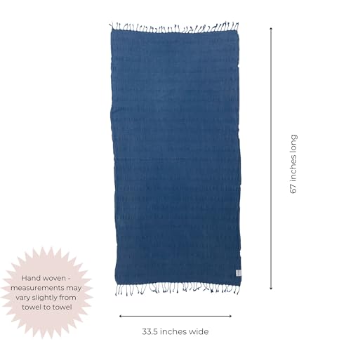 InfuseZen Stonewashed Turkish Bath & Beach Towel –100% Organic Turkish Cotton - Soft, Lightweight, Absorbent - Quick Dry, Sand Free - Swim, Pool, Shower, Travel - Peshtemal, Hammam Spa Towel - Blue - Image 3