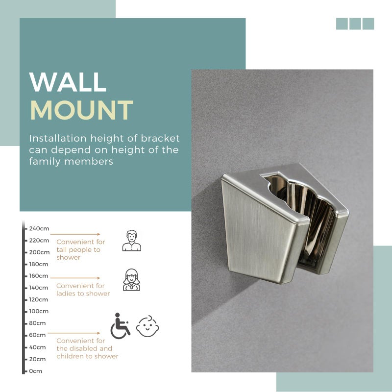 Aomasi Handheld Shower Head Bracket With Two Slot  Aomasi Bidet Sprayer Hanger Bathroom Hose Shower Wand Holder Wall Mount Brushed Nickel - Image 4