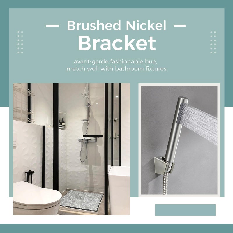 Aomasi Handheld Shower Head Bracket With Two Slot  Aomasi Bidet Sprayer Hanger Bathroom Hose Shower Wand Holder Wall Mount Brushed Nickel - Image 2