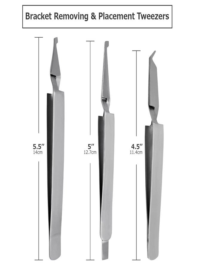 DEXSUR Orthodontic Bracket Removing Placing Self Holding Pliers, Forceps Tweezers 5" Medium Point Stainless Steel (3 pcs set - Image 2