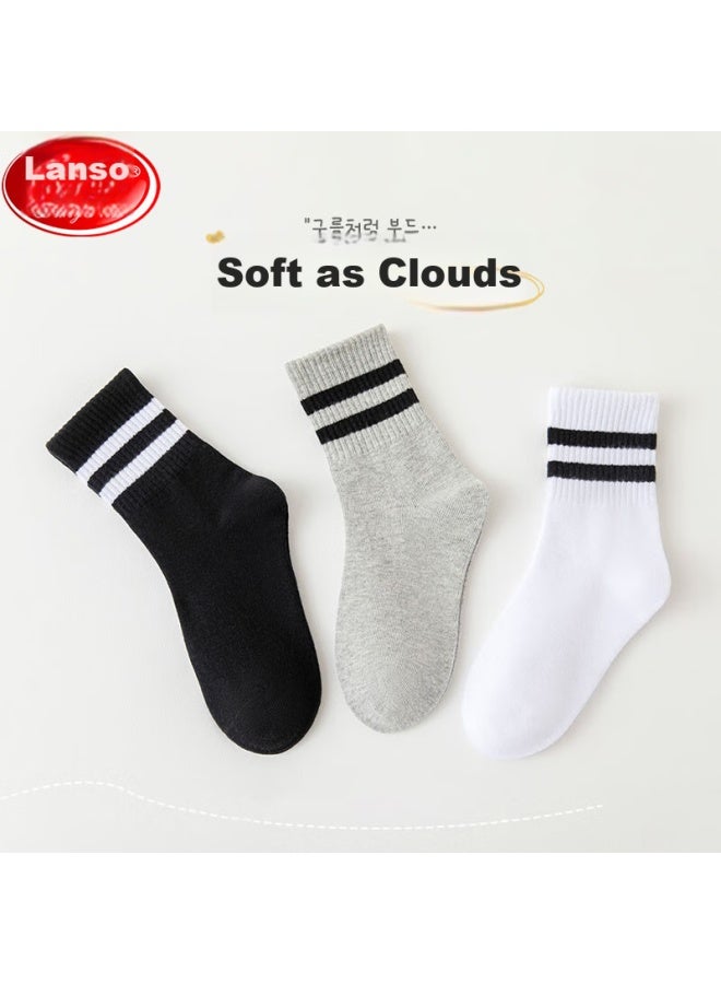 LANG SHA Langsha Children's Socks, Boys' All-season School White Socks, Youth Mid-calf Casual Sports Cotton Socks - Image 3