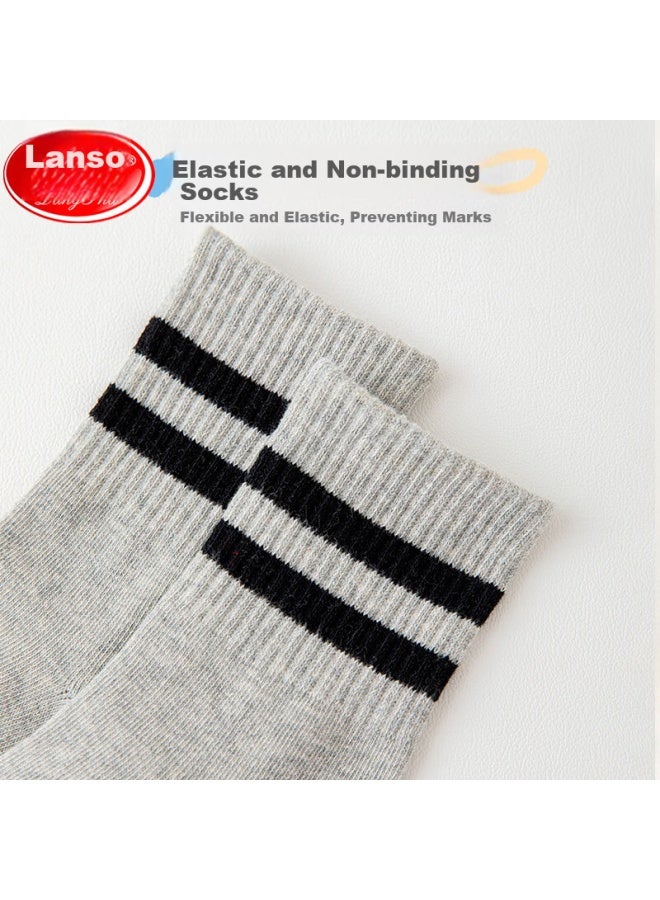 LANG SHA Langsha Children's Socks, Boys' All-season School White Socks, Youth Mid-calf Casual Sports Cotton Socks - Image 5