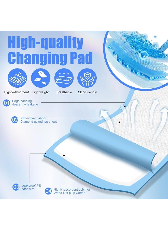 Loccmat 100Pack Disposable Changing Pads, Baby Diaper Changing Pad, Waterproof Underpads, 17 x 13 In, Blue - Image 3