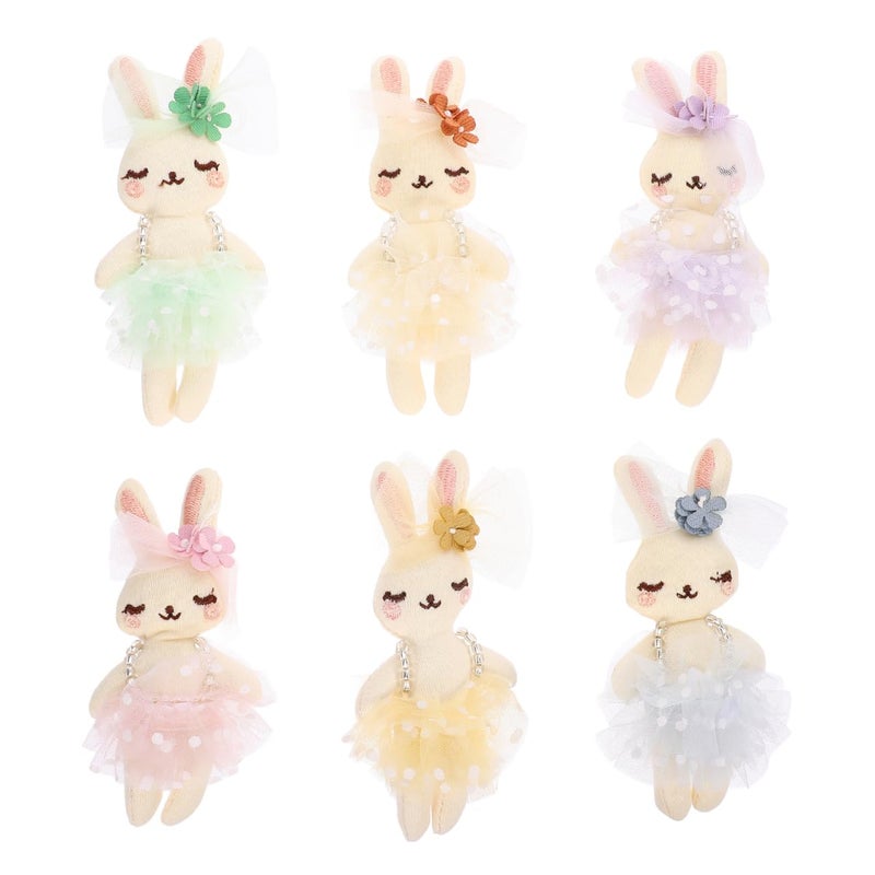 SAFIGLE 6pcs Small Stuffed Bunnies Mini Plush Easter Bunny Animals Rabbit Doll in Gingham Dress Soft Plush Rabbit Dolls for Kids Perfect for Easter Playtime and Decoration - Image 3
