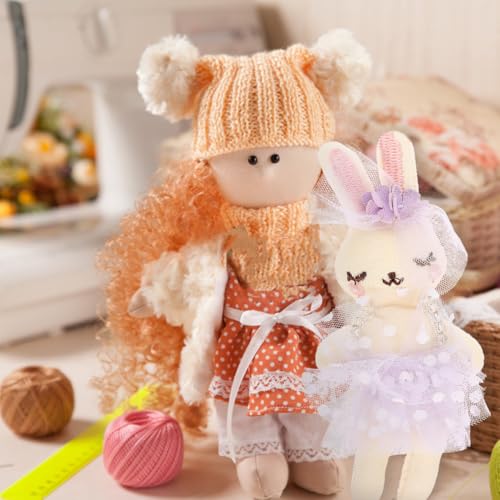 SAFIGLE 6pcs Small Stuffed Bunnies Mini Plush Easter Bunny Animals Rabbit Doll in Gingham Dress Soft Plush Rabbit Dolls for Kids Perfect for Easter Playtime and Decoration - Image 5