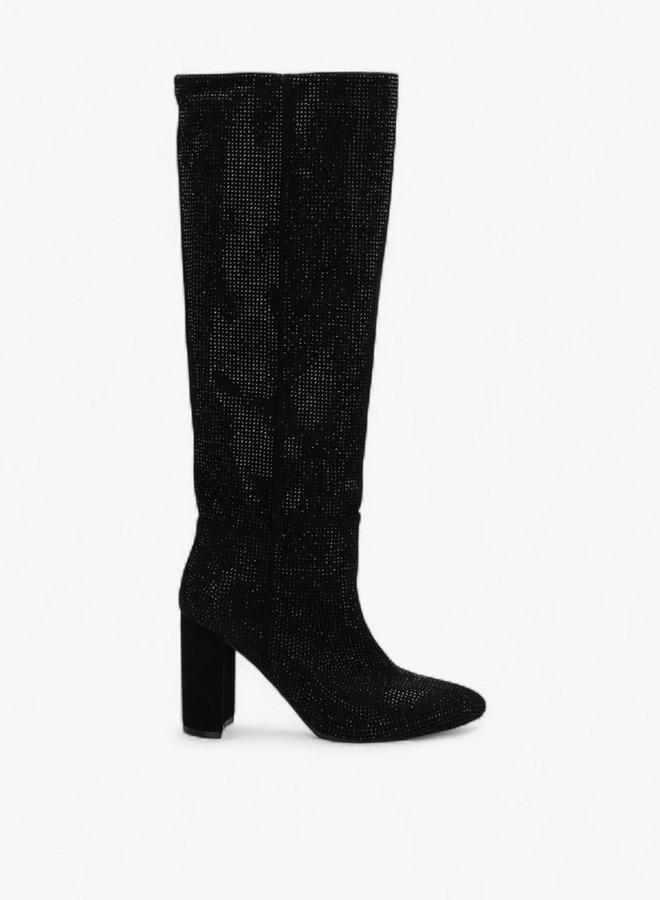 MEXX Embellished High Shaft Boots with Block Heel - Image 1
