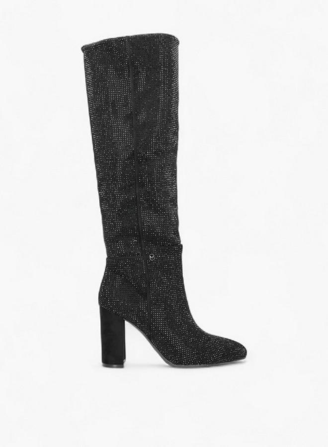 MEXX Embellished High Shaft Boots with Block Heel - Image 3