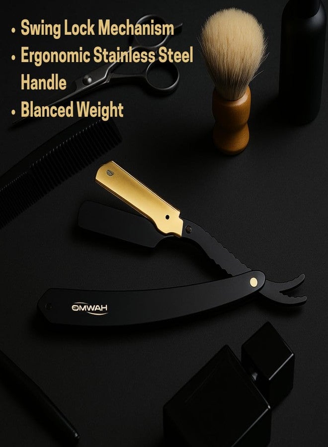 OMWAH - Professional Barber Straight Edge Razor (Swing Lock) - Image 2