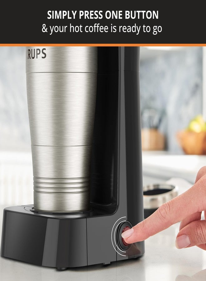 KRUPS Simply Brew To Go Single Serve Drip Coffee Maker with Travel Mug Included, 14 fluid ounces, Black & Stainless Steel - Image 5