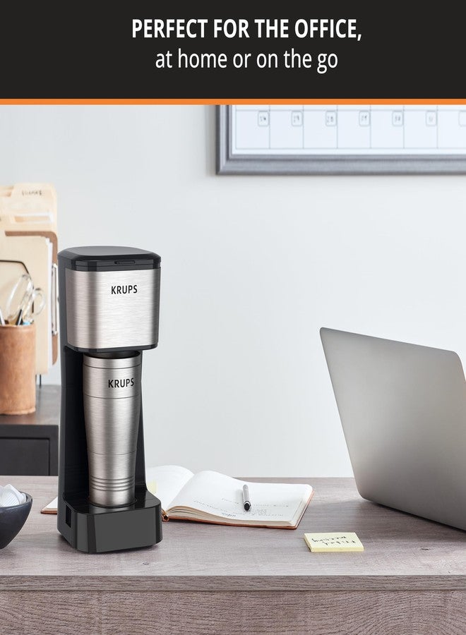 KRUPS Simply Brew To Go Single Serve Drip Coffee Maker with Travel Mug Included, 14 fluid ounces, Black & Stainless Steel - Image 2
