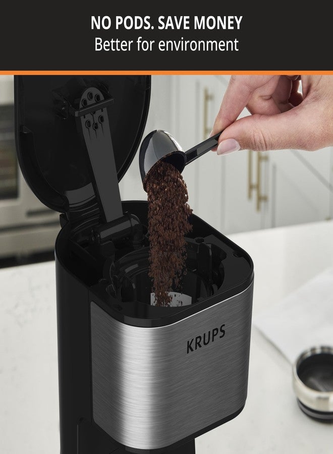 KRUPS Simply Brew To Go Single Serve Drip Coffee Maker with Travel Mug Included, 14 fluid ounces, Black & Stainless Steel - Image 3