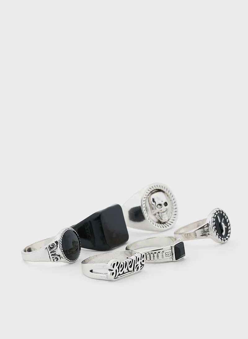 Seventy Five 6 Pack Mix Skull Ring Set