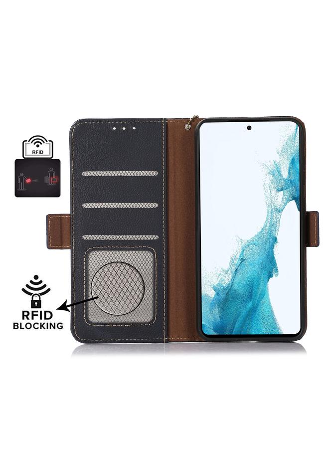 S-TOP Case For Samsung Galaxy A16 5G Side-Magnetic TJ Genuine Leather RFID Phone Case - Image 5