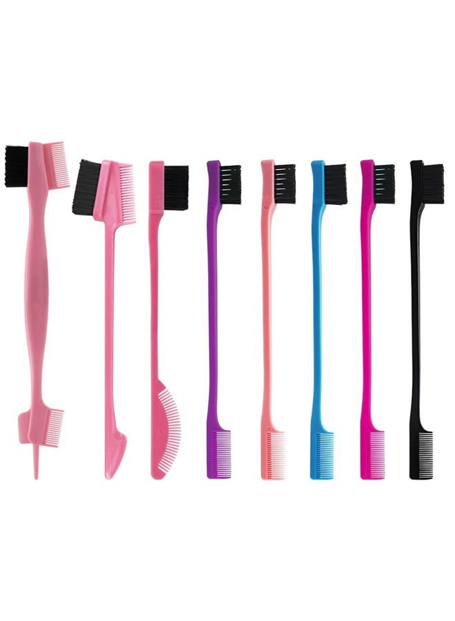 Goiple 8 Pieces Hair Styling Comb Set Teasing Rat Tail Brush for Edge&Back Brushing, Combing, Slicking Hair for Women Edge Brush Double Sided Edge Comb for All Hair Styles(edge control brush-8pcs) - Image 1