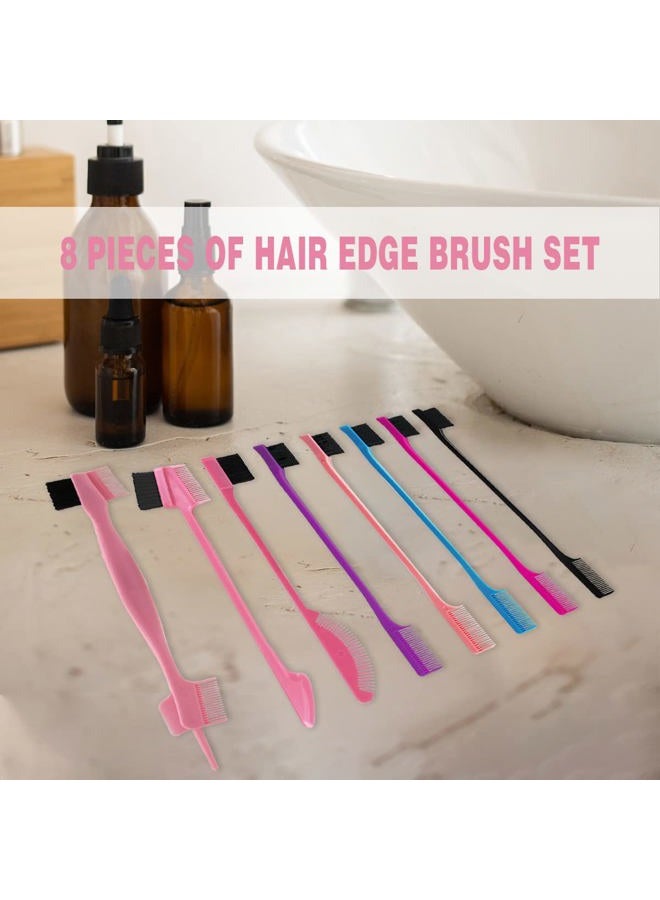 Goiple 8 Pieces Hair Styling Comb Set Teasing Rat Tail Brush for Edge&Back Brushing, Combing, Slicking Hair for Women Edge Brush Double Sided Edge Comb for All Hair Styles(edge control brush-8pcs) - Image 2
