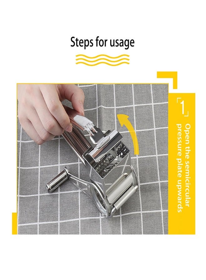 Joyeee Cheese Grater with Handle, Stainless Steel Multipurpose Food Vegetable Potato Hand Grater for Grating and Shredding Hard Cheese, Chocolate, Medium, Walnuts, Potato, Carrot - Image 2