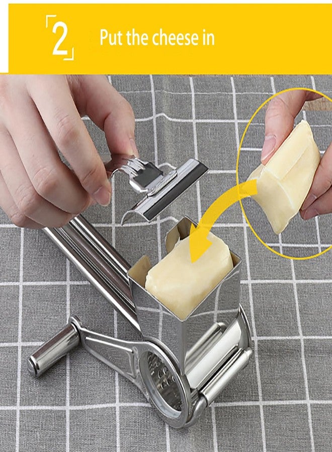 Joyeee Cheese Grater with Handle, Stainless Steel Multipurpose Food Vegetable Potato Hand Grater for Grating and Shredding Hard Cheese, Chocolate, Medium, Walnuts, Potato, Carrot - Image 3