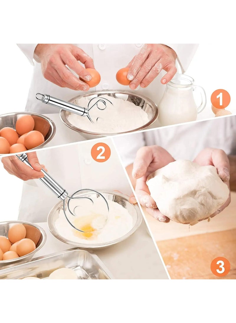 PURCHASE PLUSE PURCHASE PLUSE Dough Whisk Food Grade Stainless Steel Hand Bread Whisk Dough Scraper Baking Tool for Bread Pastry or Pizza Dough Silver  - Image 4