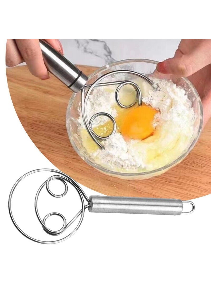 PURCHASE PLUSE PURCHASE PLUSE Dough Whisk Food Grade Stainless Steel Hand Bread Whisk Dough Scraper Baking Tool for Bread Pastry or Pizza Dough Silver  - Image 3