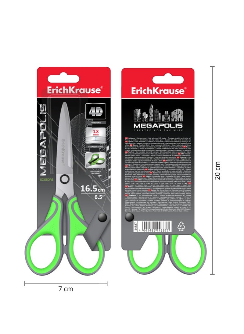 Scissors Megapolis, 16.5 сm, gray-green (blister 1 pc) - pzsku/ZD6E0E9079891B8243C31Z/45/1741762242/076c9d5a-f617-4bd9-96e8-2928d65b4d10