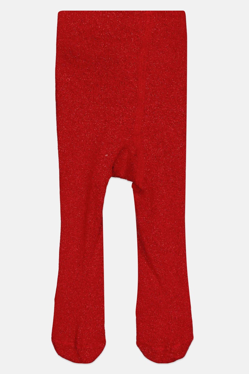 Cool Club Toddlers Girl Metallic Tights, Red - Image 1