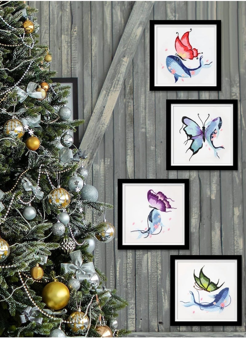 Generic - Beginners Embroidery Stitch Practice kit,  erfly Whale Embroidery Kit for Beginners Include Embroidery Cloth Hoops Threads for Craft Lover Hand Stitch with Embroidery Skill Techniques 4 Sets - Image 1