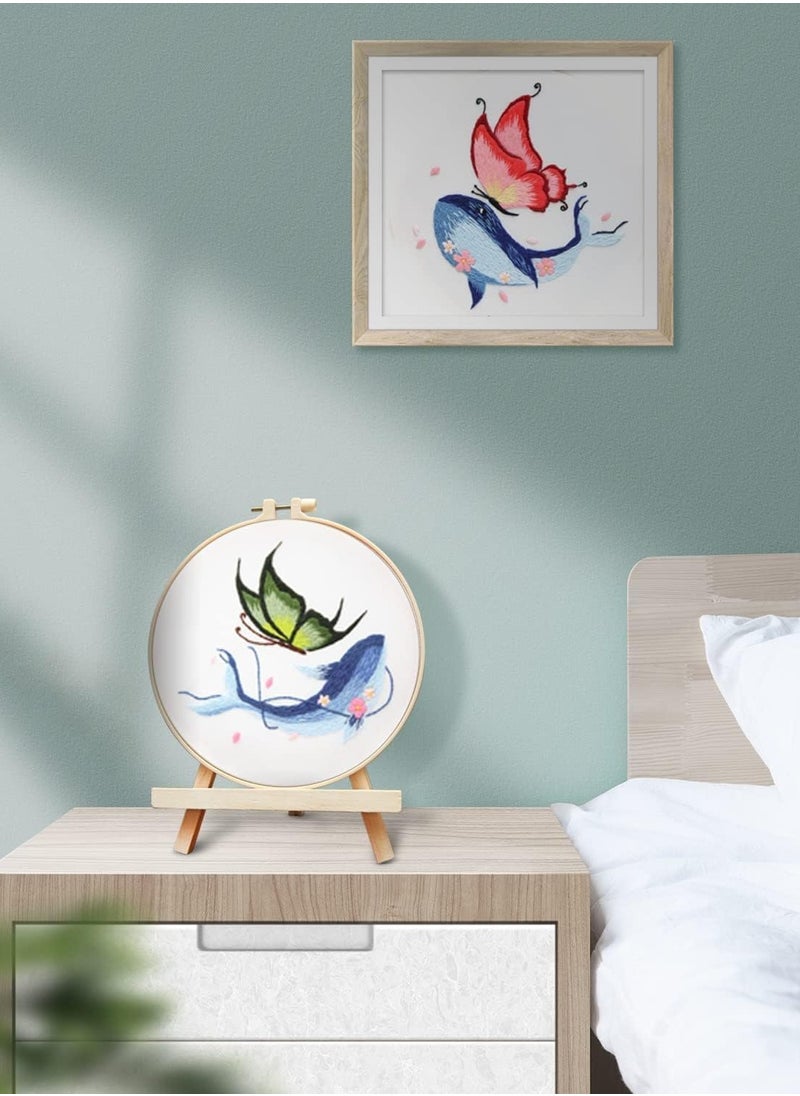 Generic - Beginners Embroidery Stitch Practice kit,  erfly Whale Embroidery Kit for Beginners Include Embroidery Cloth Hoops Threads for Craft Lover Hand Stitch with Embroidery Skill Techniques 4 Sets - Image 1