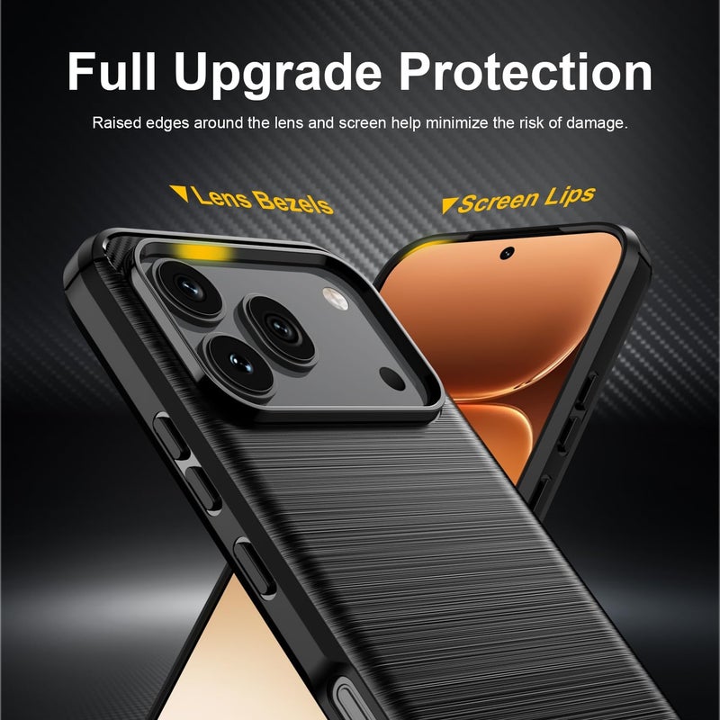 بارالونا غطاء لـ Honor 600 Pro، [مقاوم للصدمات بدرجة عسكرية]، غطاء هاتف نحيف بنسيج ألياف الكربون، مقاوم للخدوش وخفيف الوزن - أسود - Image 5