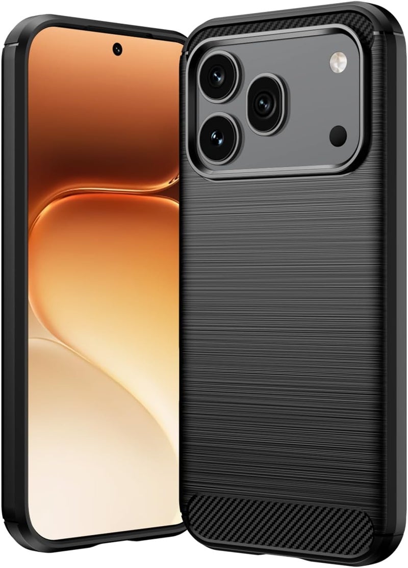 بارالونا غطاء لـ Honor 600 Pro، [مقاوم للصدمات بدرجة عسكرية]، غطاء هاتف نحيف بنسيج ألياف الكربون، مقاوم للخدوش وخفيف الوزن - أسود - Image 1
