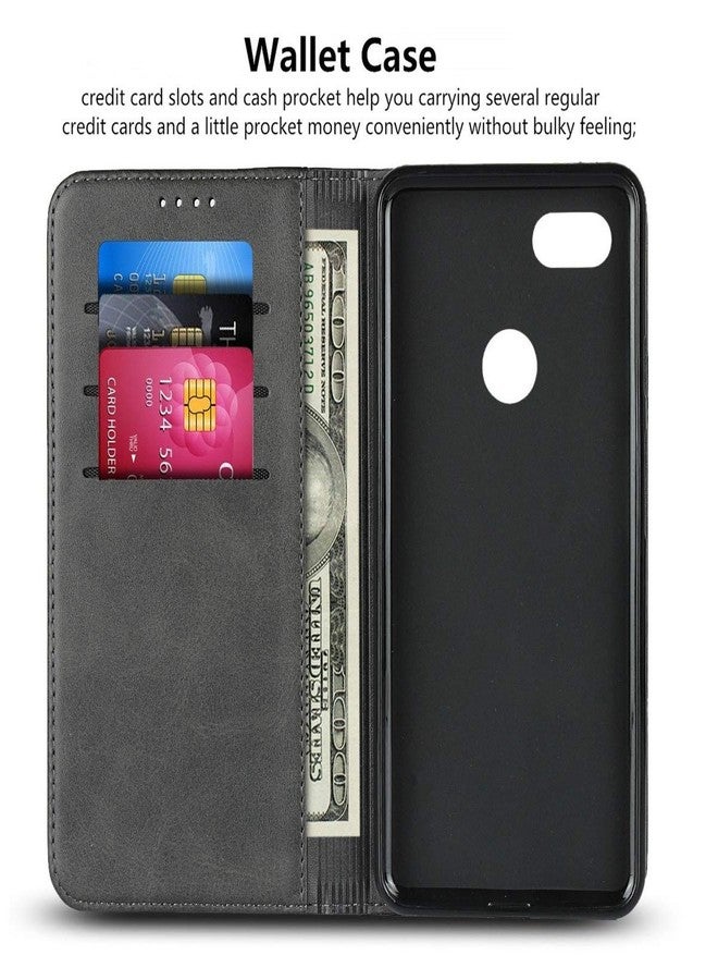 iCoverCase Compatible with Google Pixel 3 Wallet Case with Credit Card Holder, Magnetic Premium PU Leather Kickstand Feature Flip Cover Case (Dark Gray) - Image 3
