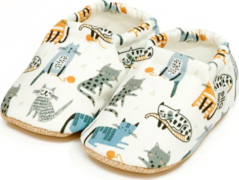 Ella Bonna Patterned Baby Booties, Non-Slip Sole, Home Nursery Shoes Slippers, Cats  - Image 1