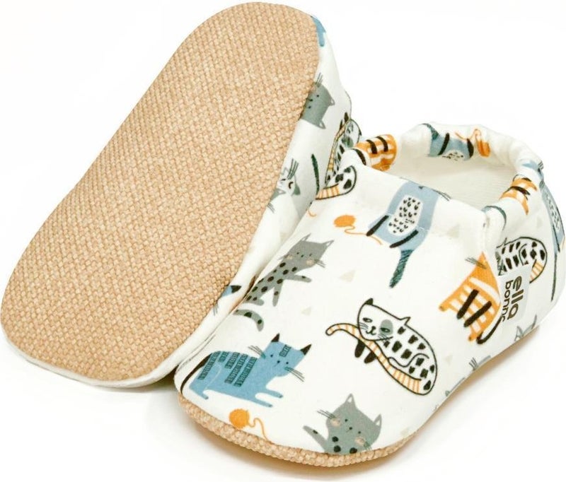 Ella Bonna Patterned Baby Booties, Non-Slip Sole, Home Nursery Shoes Slippers, Cats  - Image 3
