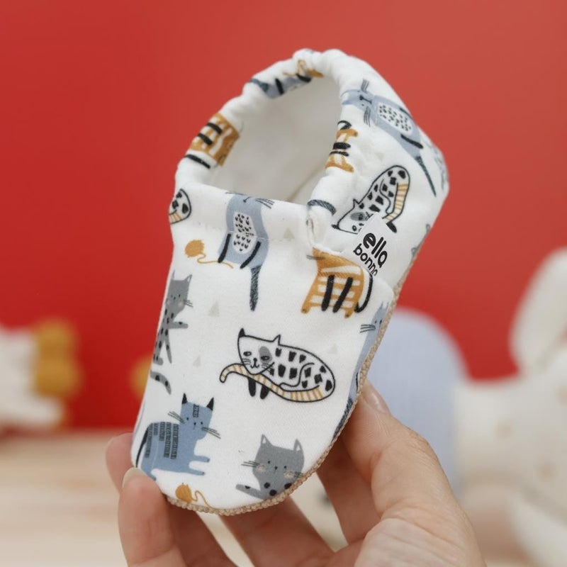 Ella Bonna Patterned Baby Booties, Non-Slip Sole, Home Nursery Shoes Slippers, Cats  - Image 5